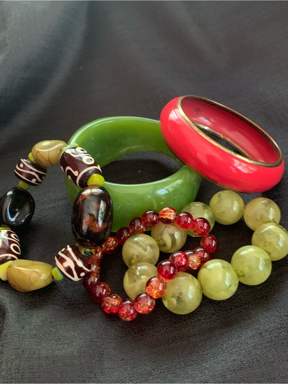 Green Resin Bangle Bracelet PLUS FOUR more bracelets